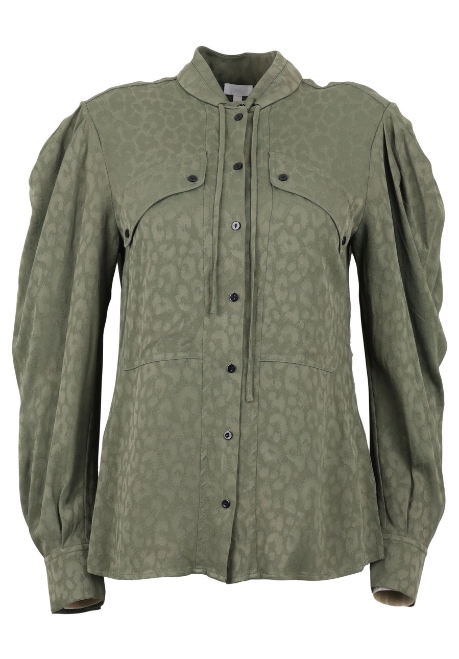 Women Lala Berlin | Pre-Loved Blouse Breeze-M Leo Jacquard Olive