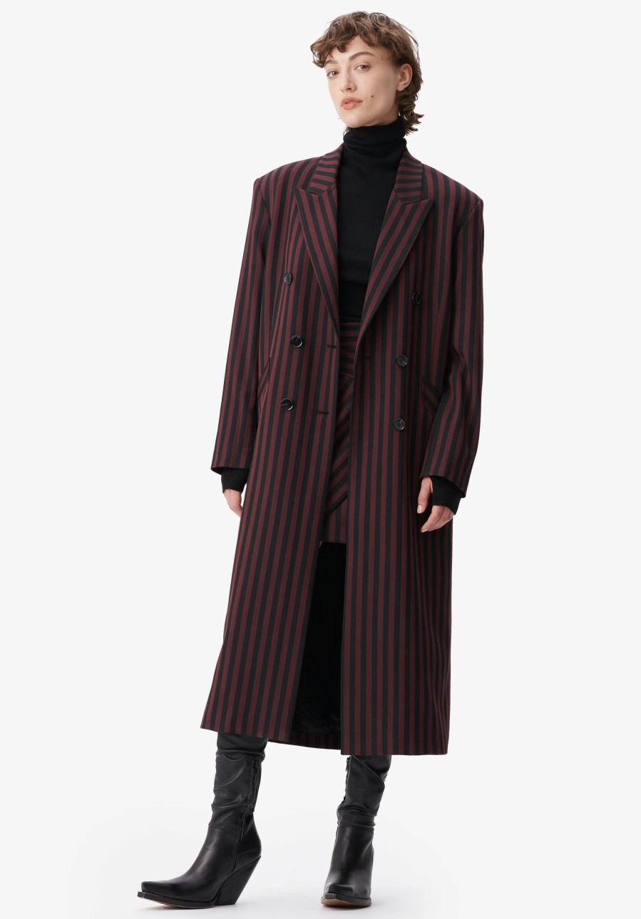 Women Lala Berlin | Coat Odith Stripe Fudge