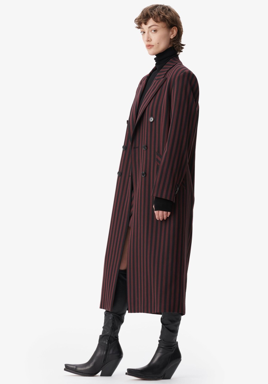 Women Lala Berlin | Coat Odith Stripe Fudge