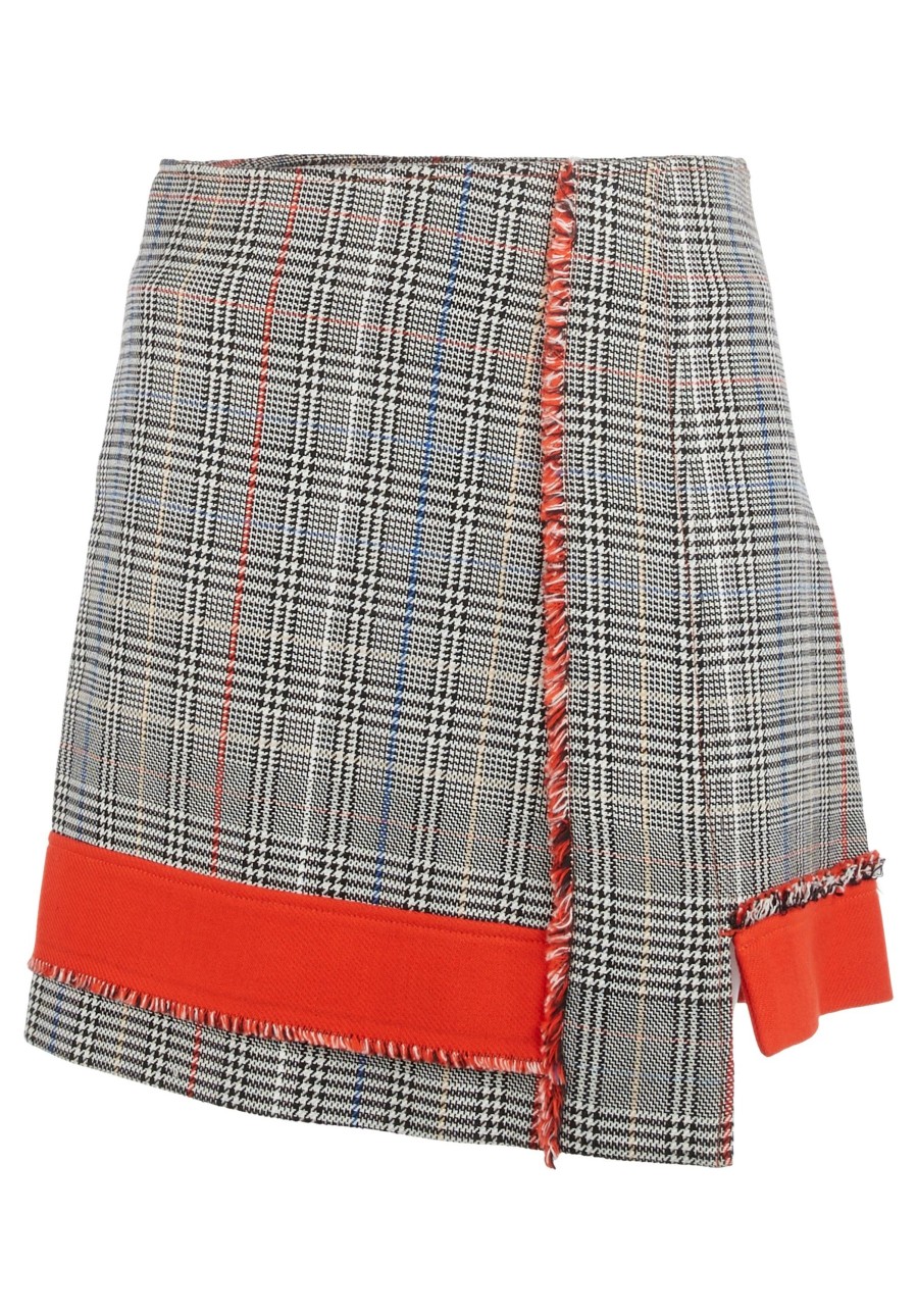 Women Lala Berlin | Pre-Loved Skirt Zurie Check-S Grey Check/Fire Red