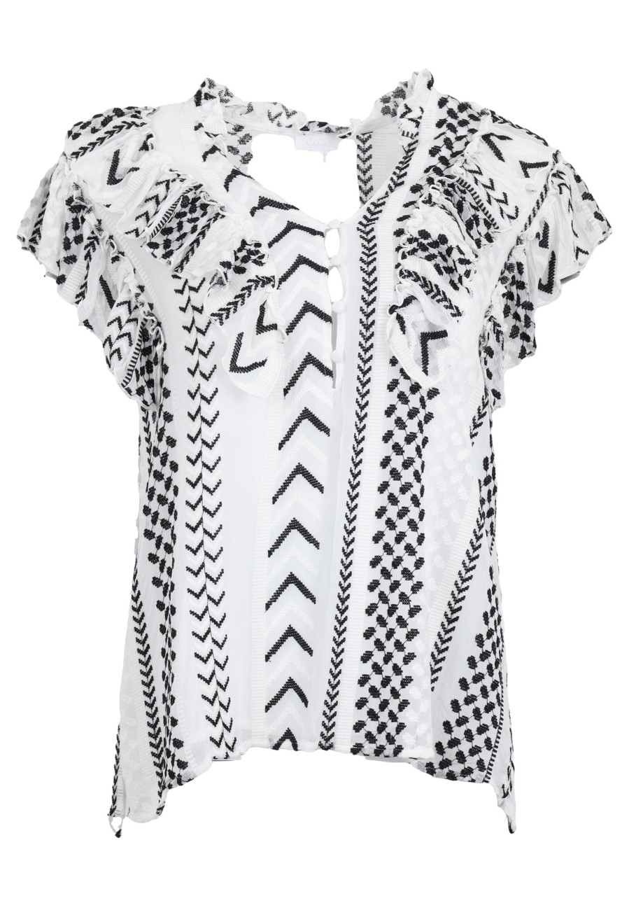 Women Lala Berlin | Pre-Loved Top Tori-Xs X-Stitch Kufiya Black & White