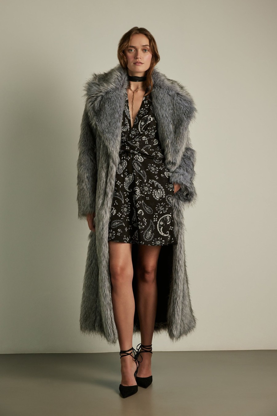 Women Lala Berlin | Coat Odette Fake Fur Silver Fox