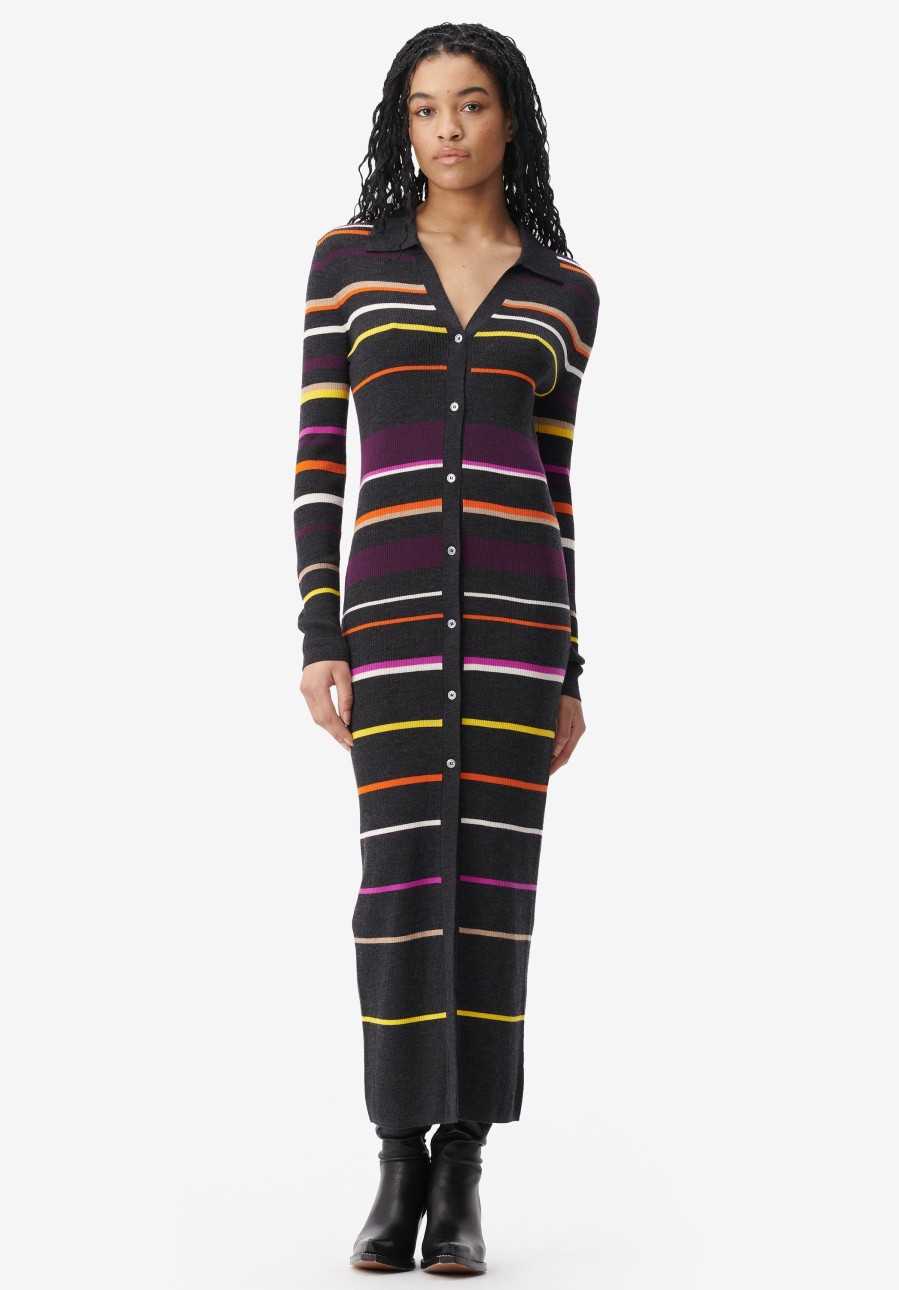 Women Lala Berlin | Cardigan Kalliani Multicolor Stripes On Knit - Black